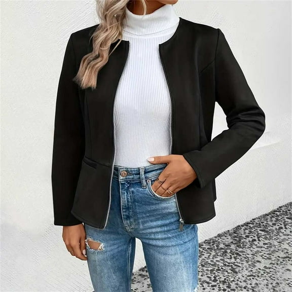 Pyhlmscde Women's Suede Zipper Short Jacket Coat, Womens Tops, Fall Tops for Women 2025, Jackets for Women