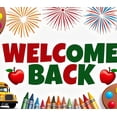 thumbnail image 4 of Welcome Back Banner for Office School Decorations with Balloons Colorful Pencils Party Supplies and Festive Backdrop for Event Celebration Classroom Decor, 4 of 4