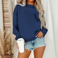 thumbnail image 2 of qolati Womens Oversized Sweatshirt Casual Crewneck Pullover Tops Long Sleeve Shirts Chest Pocket Y2k Trendy Fall Fashion Clothes Navy XL, 2 of 5