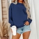 thumbnail image 1 of HongQid Women's Long Sleeve Crewneck Sweatshirt Casual Solid Color Pullover Cropped Tops, 1 of 4