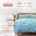 thumbnail image 6 of 3 Piece Turquoise Blue Teal Duvet Cover Set Queen Size,Microfiber Comforter/Quilt Cover with Corner Ties and 2 Pillowcases,Chic Stained Glass Texture Aesthetic All Season Bedding with Zipper Closure, 6 of 8