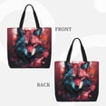 thumbnail image 2 of Fotbe Red Flame Wolf Head Bolsa Tote con Estampado para Mujer, Bolsos con Cremallera, Bolsa de Hombro Casual de Gran Capacidad con Bolsillos Internos, 2 of 7