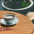 thumbnail image 2 of Ambesonne Emoji Fitted Round Tablecloth, Collage Themed Triangles Art, 36"- 40" Diameter, Ruby Peach and Amber, 2 of 4
