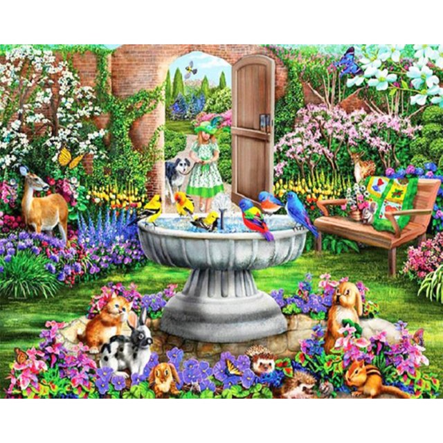 Kit de pintura al óleo de animales de jardín por números imagen de dibujo DIY para decoración del hogar para adultos Hugtrwg Para estrenar
