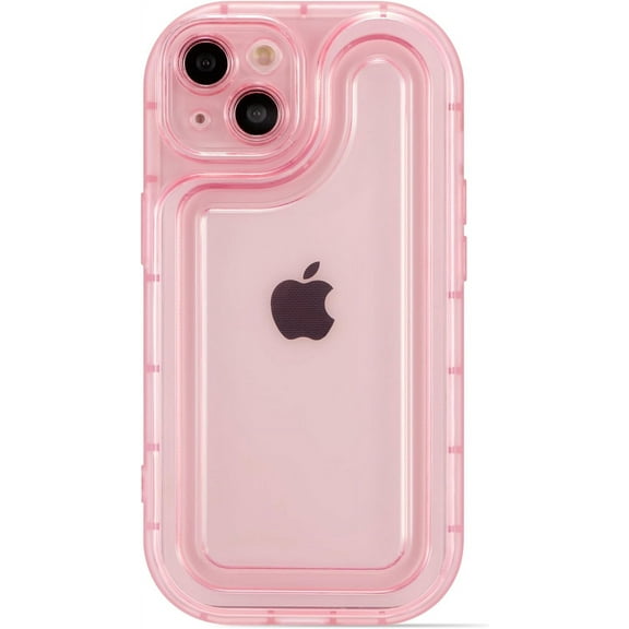 Compatible with iPhone 14 Case,Transparent Candy Color Bumper Shockproof Silicone Phone Case for iPhone 14,Pink