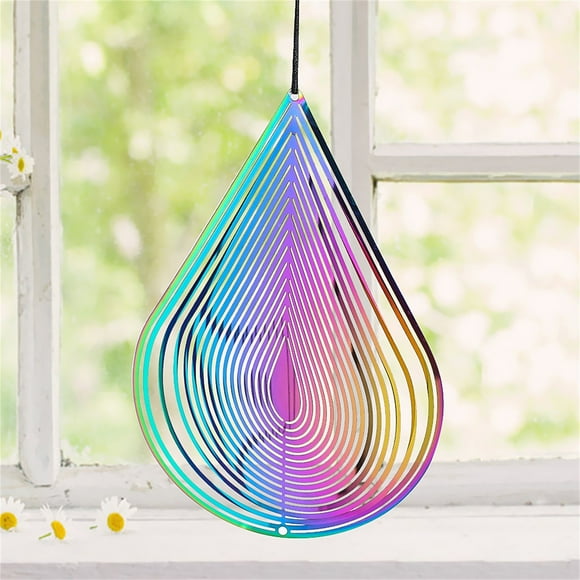Carillons Éoliens à la Mode! Carillon Éolien Rotatif 3D en Acier Inoxydable Effet Visuel Adapté pour Décoration de Jardin Extérieur Cour Suspendue