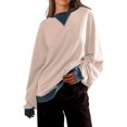 thumbnail image 3 of SHIBEVER Womens Oversized Sweatshirts Pullover Tops Color Block Oversized Crewneck Long Sleeve Shirts for Women Fall Clothes Tunic Tops Size L, 3 of 5