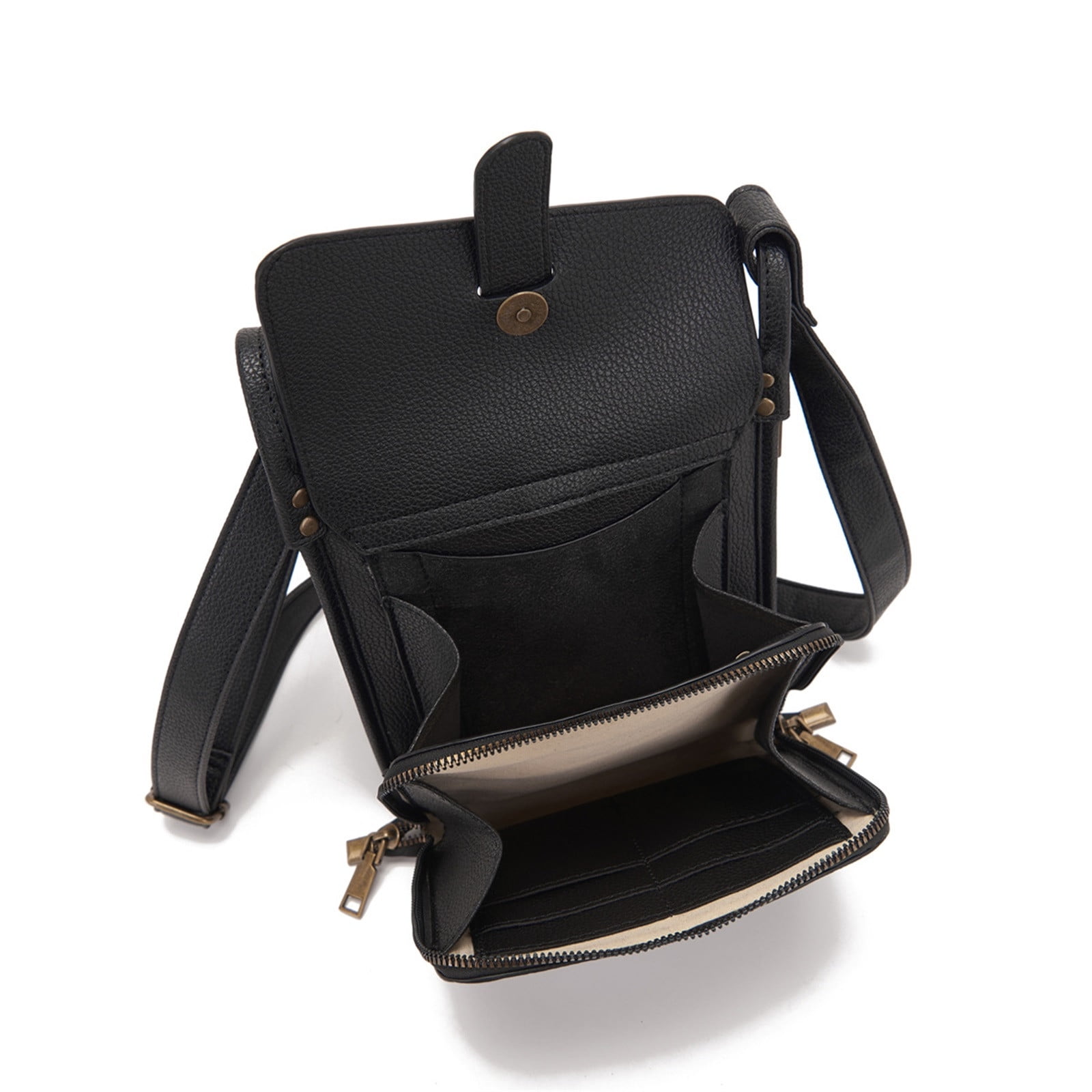 Fnyoxu Women's Full Grain Leather Crossbody Purse with Built-in RFID Wallet - Lightweight Large Capacity Bag with Keychain & Adjustable Strap, 6.3x2.8x8.1in
