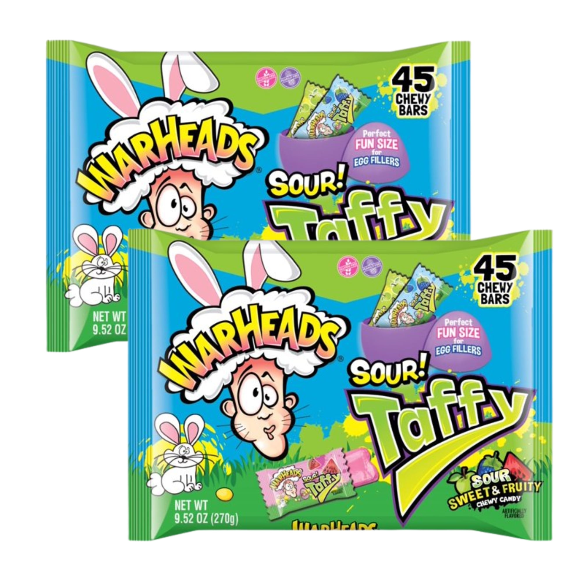 Warheads Sour Taffy Sweet & Fruity Chewy Candy, Fun Size Candies for