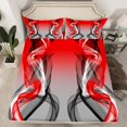 thumbnail image 2 of Feelyou Fashion Stripes Abstract Bed Sheets, Modern Striped Art King Sheets, Grey Red Aesthetic Lines Sheet Set, Breathable Home Decor, 4pcs, 2 of 7