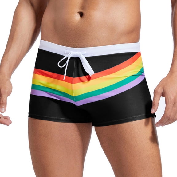 Miqool Men's Athletic Swim Jammers Square Leg Quick Dry Compression Swim Briefs Swimsuit UPF 50 Training Swim Shorts Swim Trunks Swimwear