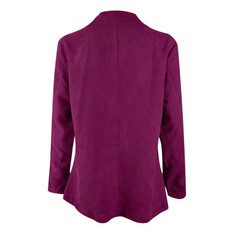 Hfyihgf Women Double Breasted Corduroy Suit Jacket Long Sleeve