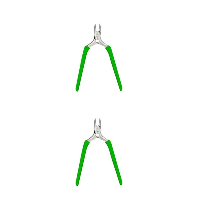 QualitChoice Manicure Nail Cuticle Nipper Scissors Dead Skin Remover Clippers Tool Silicone Handle Anti-Skid Multifunctional Plier Green 2PCS