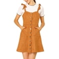 thumbnail image 2 of INSPIRE CHIC Vestido corto de tirantes con botones de ante sintético para mujer en color marrón, 2 of 6