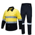 thumbnail image 3 of Txeol Men's 2 Pieces Outfits Safety Work Uniform Reflective High Visibility Jackets and Labor Pants Outdoor Button Down Workwear Set with Pockets,M,Yellow, 3 of 7