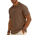 thumbnail image 2 of Yifymode Men's Linen Blend Short Sleeve Polo Shirt, Classic Fit Breathable Collared Casual Daily Top Coffee 4XL, 2 of 7