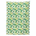 thumbnail image 2 of Leaf Tablecloth, Green Spring Leaves Oval Shapes Angled Lines Tropical Arrangement, Rectangle Satin Table Cover Accent for Dining Room and Kitchen, 60" X 84", Apple Green Khaki, by Ambesonne, 2 of 2