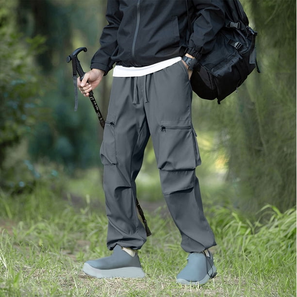 Pantalones largos para hombre, para exteriores, impermeables, a la moda, lisos, informales, con cintura elástica y bolsillos, pantalones cargo para hombre.