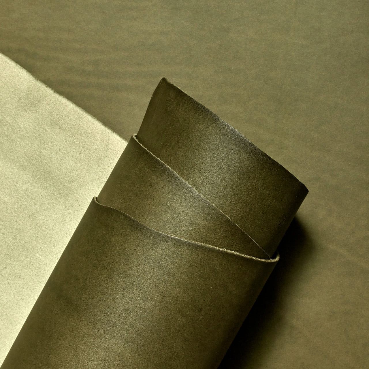 Valdibrana Conceria, Tarano, Italian Vachetta Leather, Panel, Olive Green
