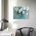 thumbnail image 4 of JEUXUS Flowers Canvas Wall Art for Bedroom Home Decor Artwork for Wall Blue Abstract Background White Floral Wall Decor Print Office Living Room Kitchen Decor Ready to Hang, 4 of 6