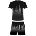 thumbnail image 3 of Adult Breathable Short Sleeved Shorts With Ink Wash Style Loose Fitting Pullover Two-piece Set, 3 of 3