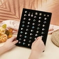 thumbnail image 3 of Black Velvet Ring Display Stand 8.9Inch Height 50 Slots Ring Organizer Frame Ring Holder with Bracket Rectangle Ring Jewelry Display Tray Ring Pad Showcase for Selling Rings, 3 of 9