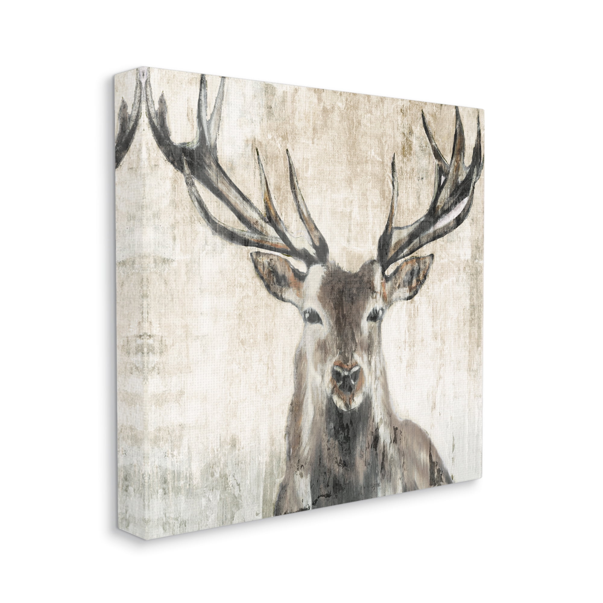 Stupell Industries Rustic Deer Elk Wildlife Portrait Animals & Insects Painting Gallery Wrapped Canvas Print Wall Art
