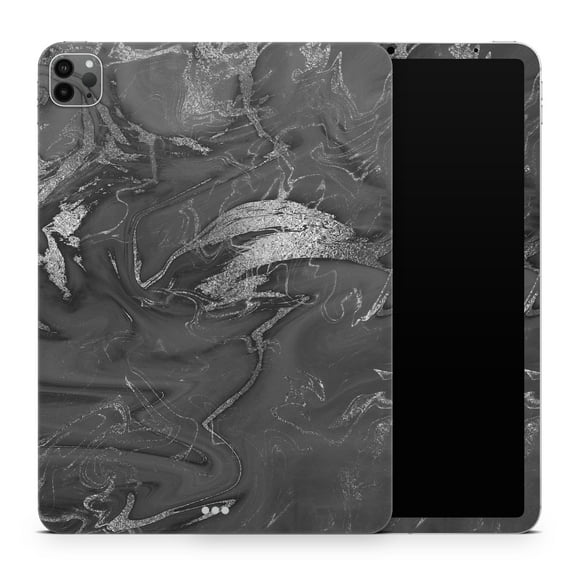 DesignSkinz Black & Silver Marble Swirl V7 Full-Body Skin Decal Wrap Cover for iPad (A1219/A1337)