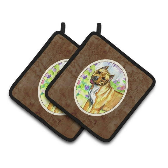 Carolines Treasures 7093PTHD Pit Bull Pair of Pot Holders 7.5HX7.5W multicolor
