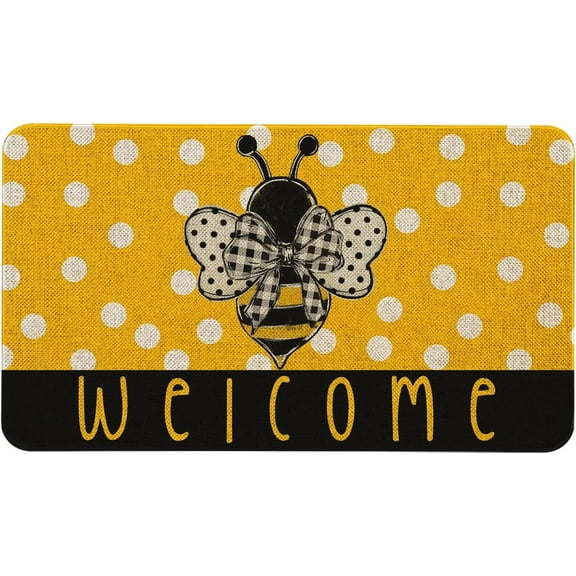 Spring Summer Door Mat 30 X 17 Inch Bee Welcome Doormat Indoor Outdoor Entrance Floor Mat Non Slip Spring Summer Decor Rubber Welcome Mats