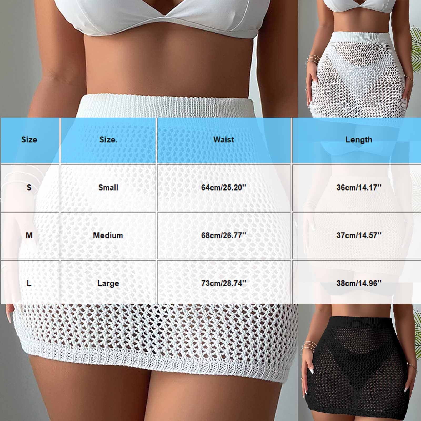 Riecok Crochet Skirt Cover Up Hollow out Sheer Sun Protection Cover Ups Summer Beach Vacation Mini Skirts