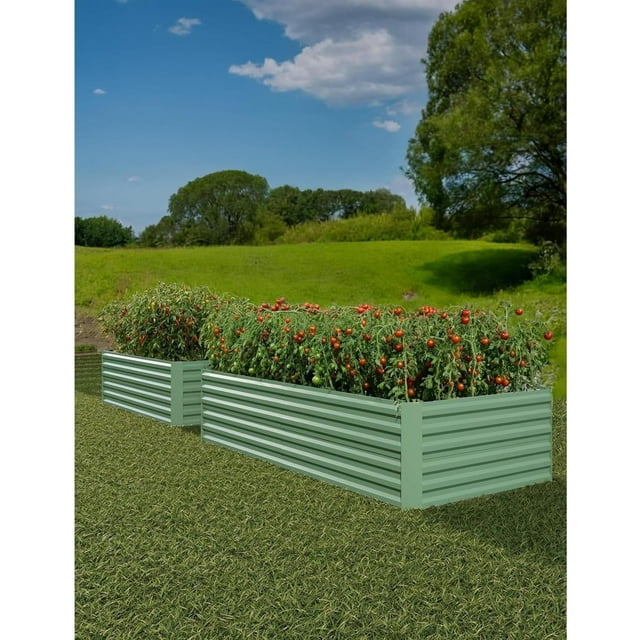 EDTara Easy-Assembly Galvanized Garden Bed - Large Raised Planter Box for Herbs and Vegetables