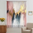 thumbnail image 3 of Modern Pink Gold Sheer Curtains 96 Inches Long, Abstract Gradient Brush Strokes Artwork Light Filering Curtains, Privacy Drapes Simi Floor to Veiling Curtain for Living Room Bedroom Window Treatment, 3 of 9