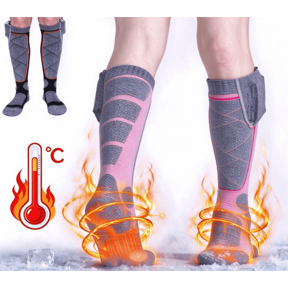 Heated Socks, Unisex Electric Thermal Socks for Men Women, Warm Heating Socks for Outdoors Working Skating Skiing Hunting Hiking Cycling