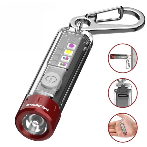 MIJOMI K3 EDC Keychain Flashlight , 400 Lumens Compact Portable flashlight with 365nm UV Red Green Blue Light, Strong Magnet USB-C Rechargeable flashlight Mini LED Keyring Lights