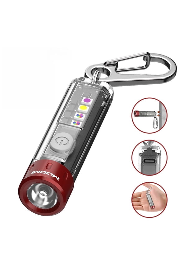 K3 EDC Keychain Flashlight , 400 Lumens Compact Portable flashlight with 365nm UV Red Green Blue Light, Strong Magnet USB-C Rechargeable flashlight Mini LED Keyring Lights