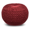 thumbnail image 1 of Pouf Rond Transitionnel Grafton en Tissu Velours Bordeaux, 1 of 8