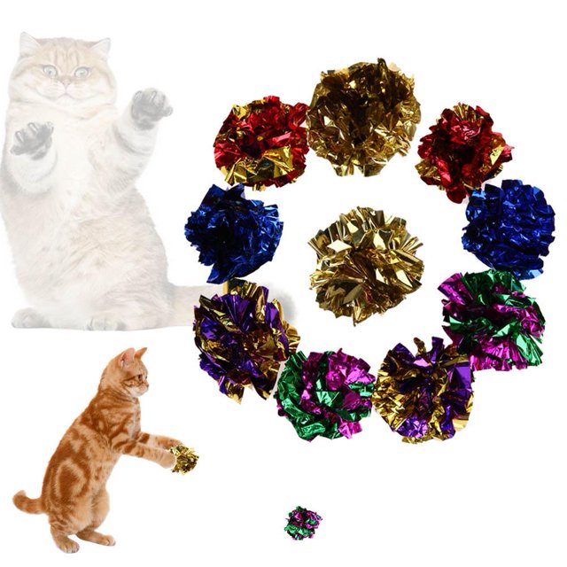 Tmvgtek 12Pcs Colorido Anillo Papel Gato Juguete Mylar Bolas Sonido Papel Gatito Jugar Bolas Tmvgtek Para estrenar