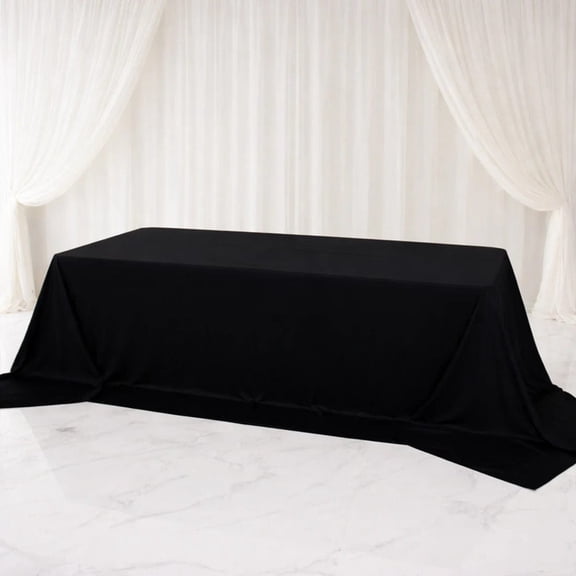 Black 108 x 156 inch Extra Wide Scuba Polyester King Rectangular Tablecloth Party Linens