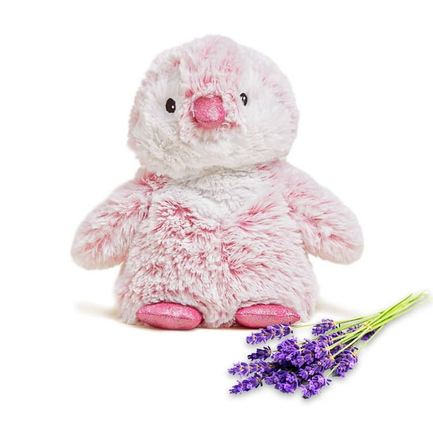 Peluche de peluche Warmies Pink Penguin, calentable y enfriable, con peso, con peso, con peso, para animales, reconfortantes, con aromaterapia de lavanda, relajantes peluches con peso para la ansiedad