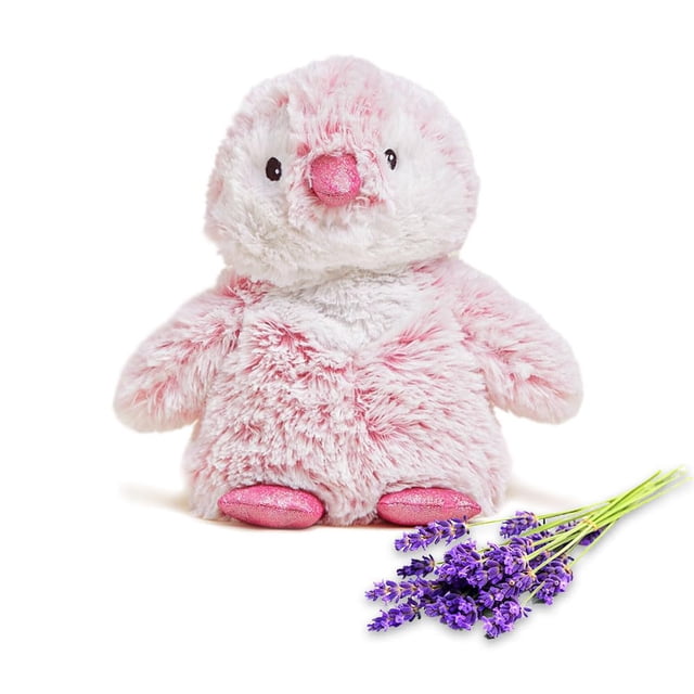 Peluche de peluche Warmies Pink Penguin, calentable y enfriable, con peso, con peso, con peso, para animales, reconfortantes, con aromaterapia de lavanda, relajantes peluches con peso para la ansiedad