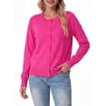 thumbnail image 2 of JWD Women Open Front Cardigan Buttons Long Sleeve Lightweight Knit Sweater Hot Pink L, 2 of 6