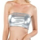 thumbnail image 2 of Top de tubo corto sin tirantes brillante para mujer, disfraz de escenario, pecho envuelto, charol, Top de tubo de Color sólido, camisa con fondo, traje de rendimiento, 2 of 8