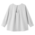thumbnail image 4 of Craaazy Womens Solid Color Crewneck Cotton Long Sleeve Tops with Back Keyhole Cutout for Summer Daily Wear Gift, 4 of 8