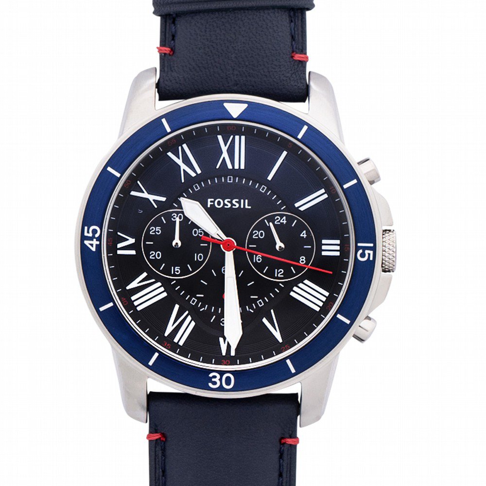 Fossil Grant Sport Chronograph Blue Leather Watch 50MM FS5373