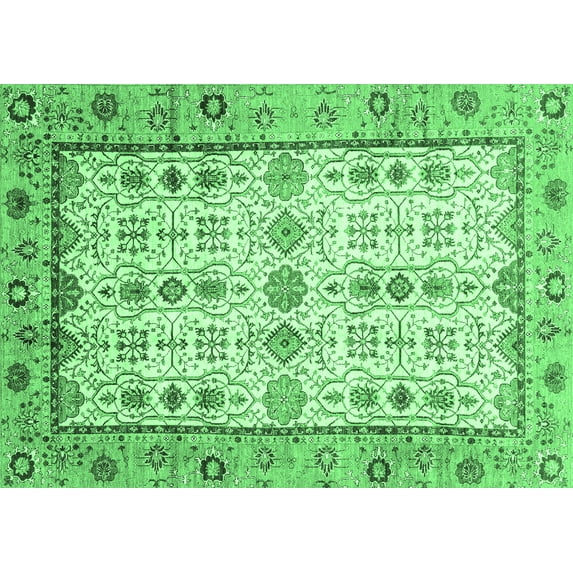 Ahgly Company Indoor Rectangle Abstract Emerald Green Modern Area Rugs, 4' x 6'