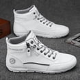 thumbnail image 6 of Men'S High-Top Fashion Sneakers - PU Casual Sports Shoes, All-Season Solid Color Lace-Up Shoes with Round Toe, Fabric Lined Rubber Sole - Comfortable Athletic Footwear for Men, 6 of 9