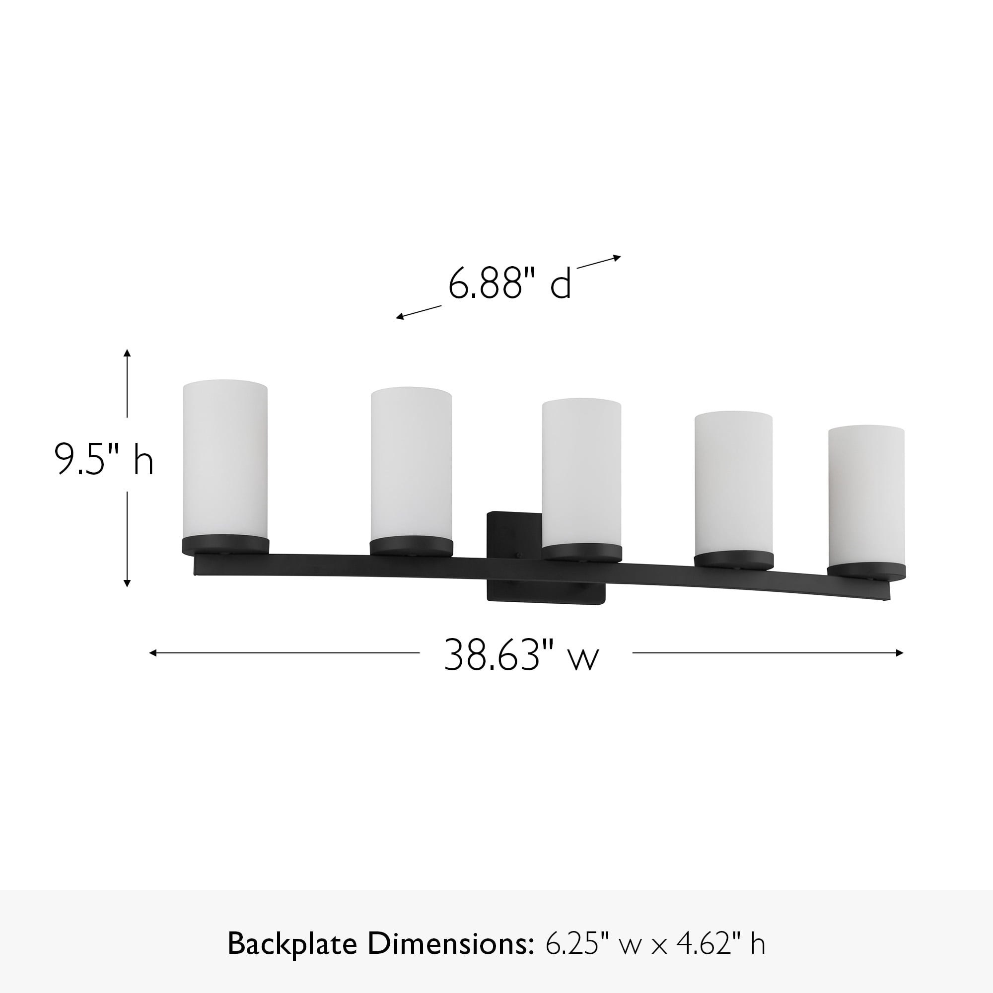 Design House Desta Transitional Indoor 5-Light Vanity Light with Curved Bar, Matte Black