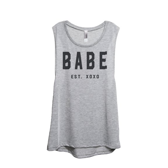 Thread Tank Babe Est. XOXO Women's Sleeveless Muscle Tank Top Sport Grey Small
