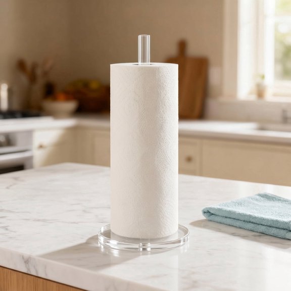 Wuxiuli Clear Acrylic Countertop Paper Towel Holder for Kitchen with Sturdy Base 1pack